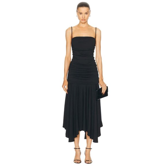 Interior The Viradora Dress in Midnight Small New Womens Crepe Midi - Picture 1 of 16